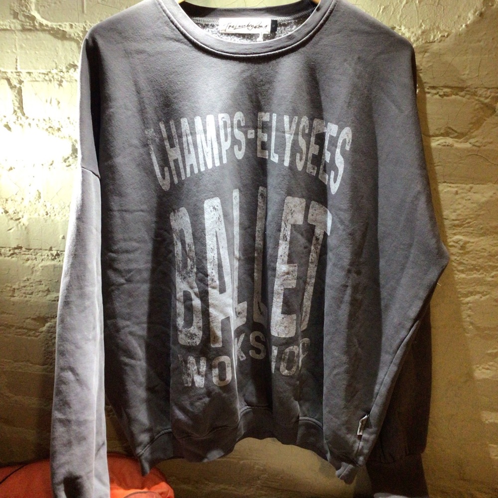 NEW! Laundry Room Ballet Champs-Elysees Grey Graphic Crewneck Sweater